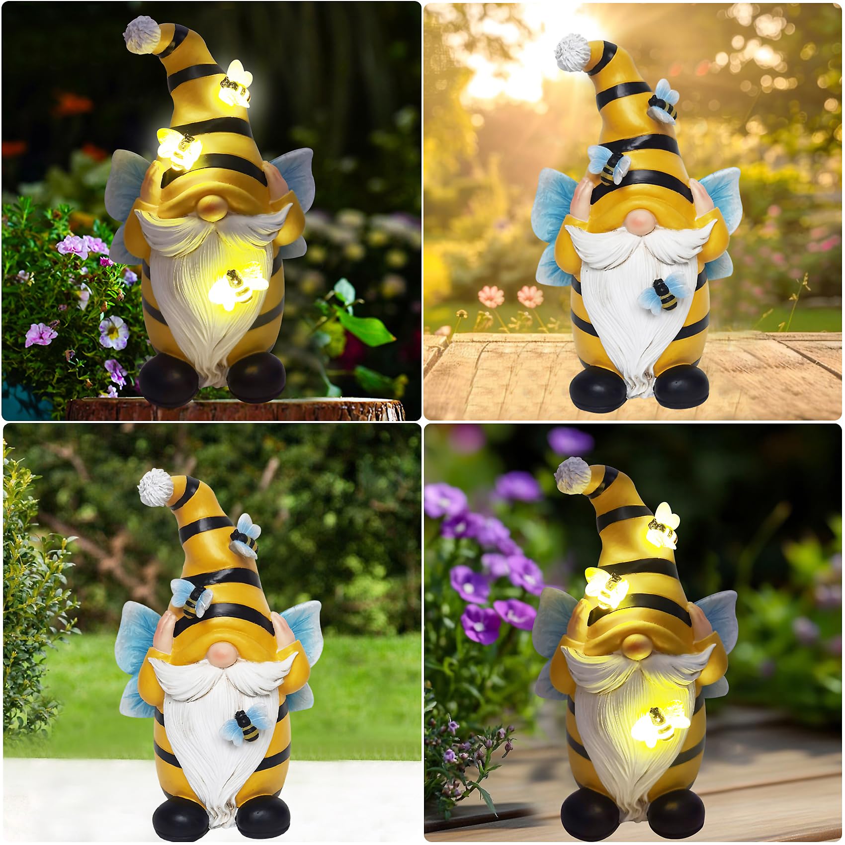 TSTGEE bee gnomes outdoor ornament adds whimsy to the yard.
