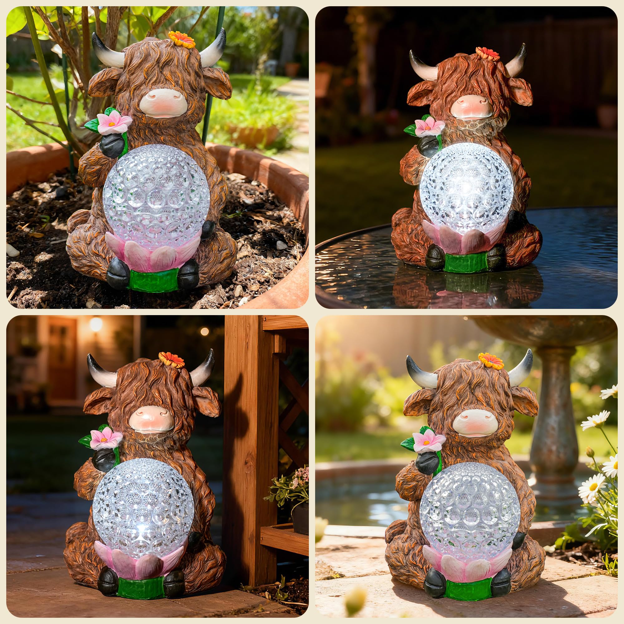 TSTGEE Solar-powered statue withstands rain with anti-UV coating and waterproof finish.