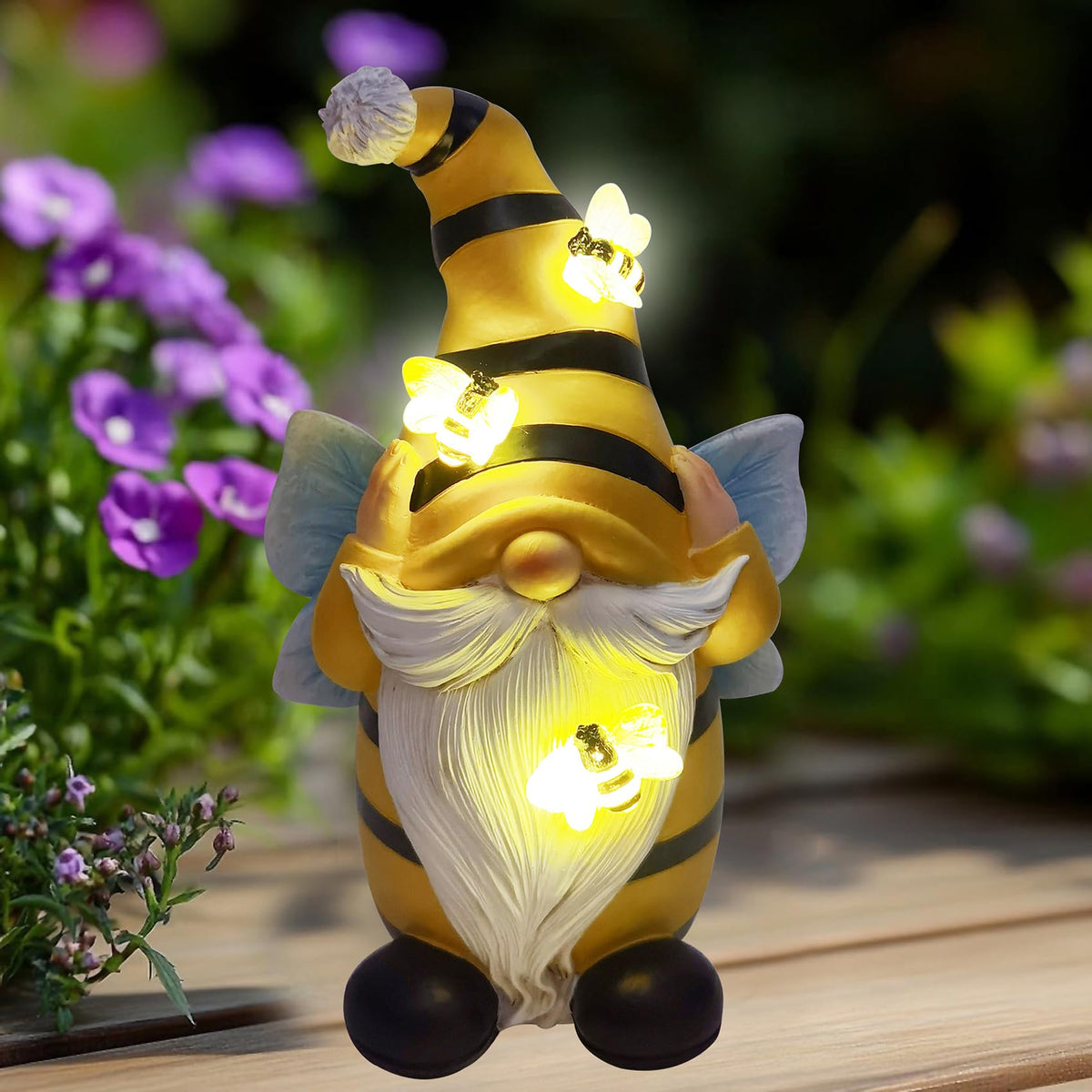 TSTGEE solar gnomes garden decor with glowing bees for outdoor charm.