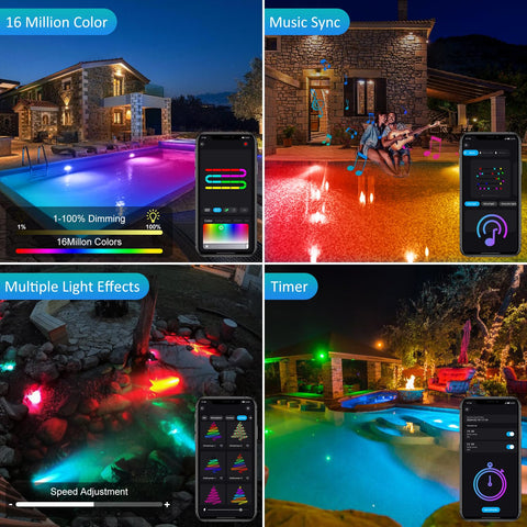 T-SUN 180-degree adjustable pond light for precise lighting angles.