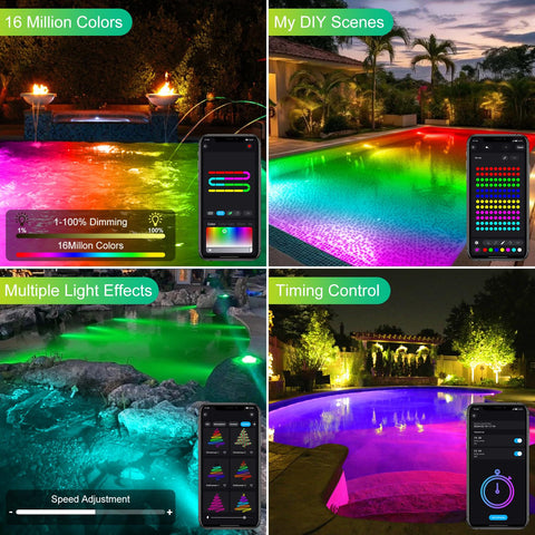 T-SUN fountain illumination; highlights water features and landscaping.
