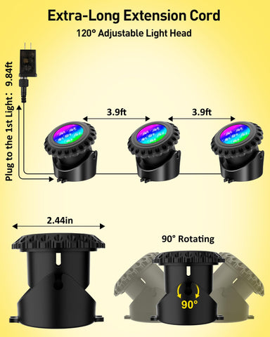 T-SUN underwater light with Bluetooth app and remote for easy color control.