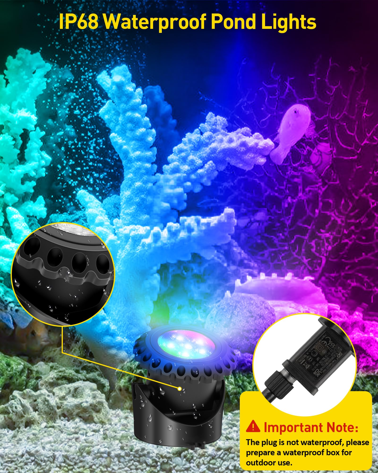 T-SUN pool and landscape light for colorful garden scenes.