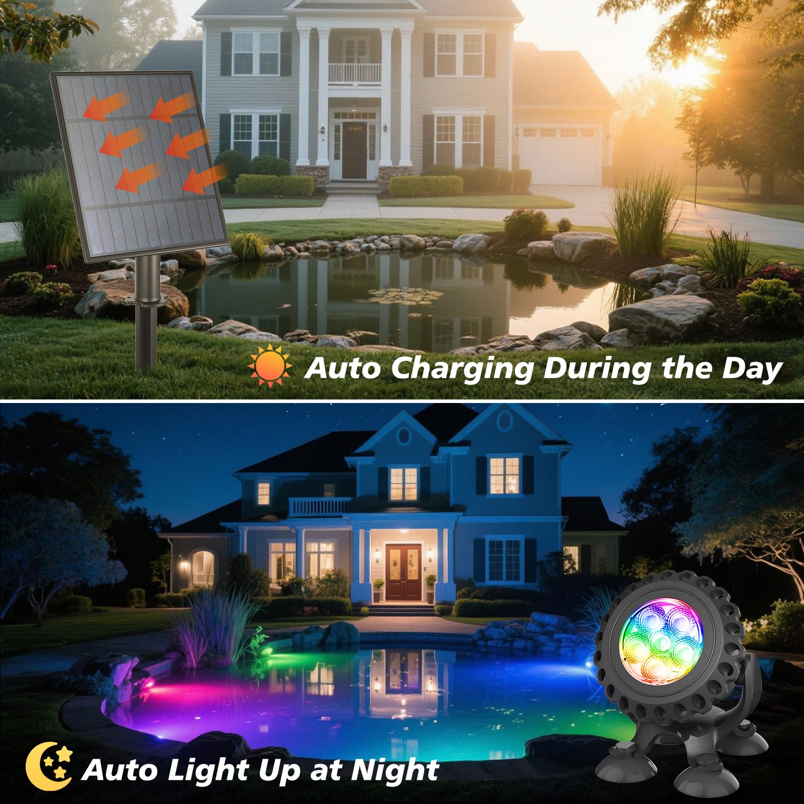 T-SUN lights with adjustable panel and heads optimize sun exposure and beam direction.