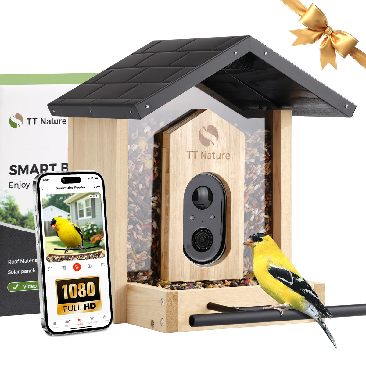 TT Nature Bird Feeder with Camera front view enabling live bird footage.