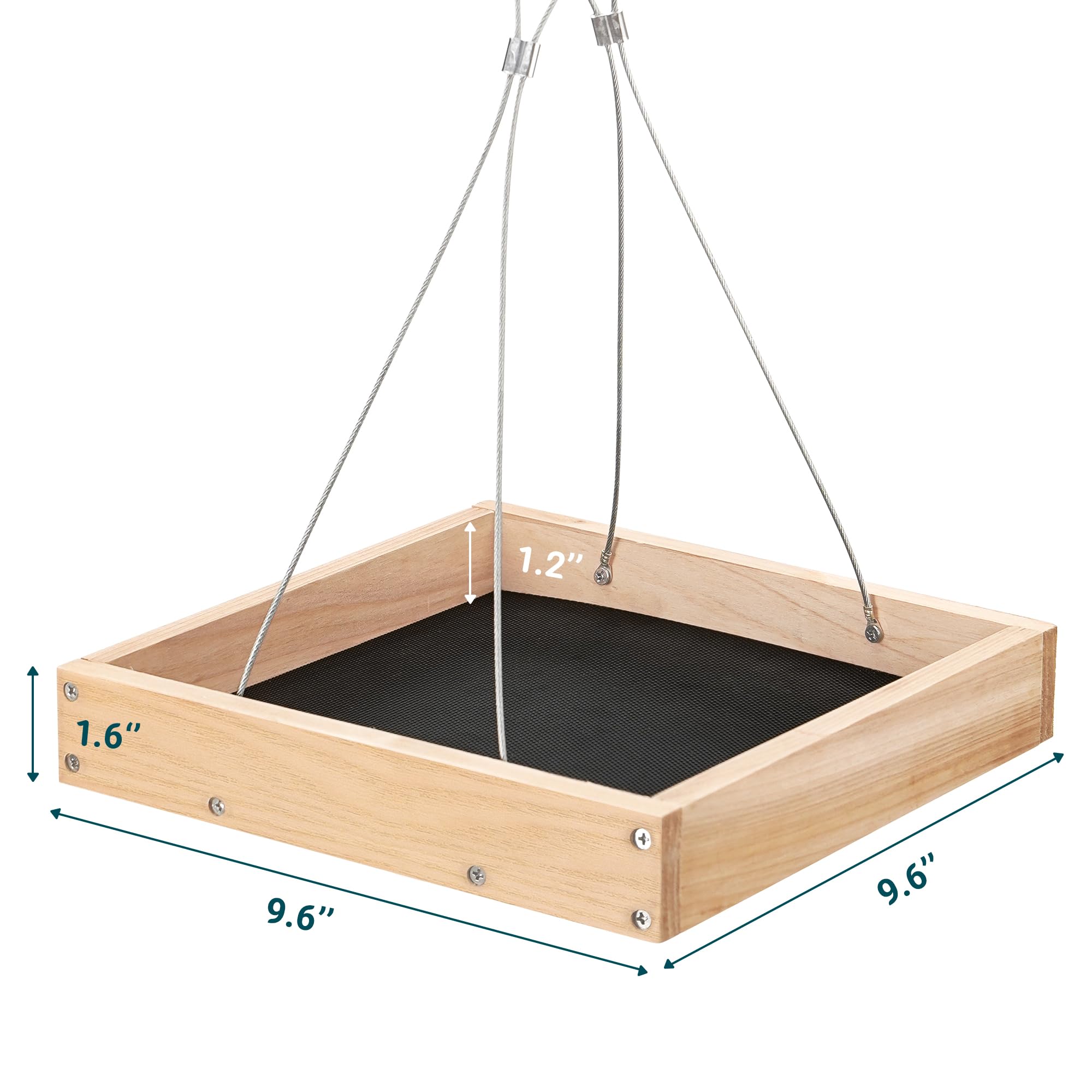 TT Nature eco-friendly wood bird feeder with ventilated mesh for fresh seeds.
