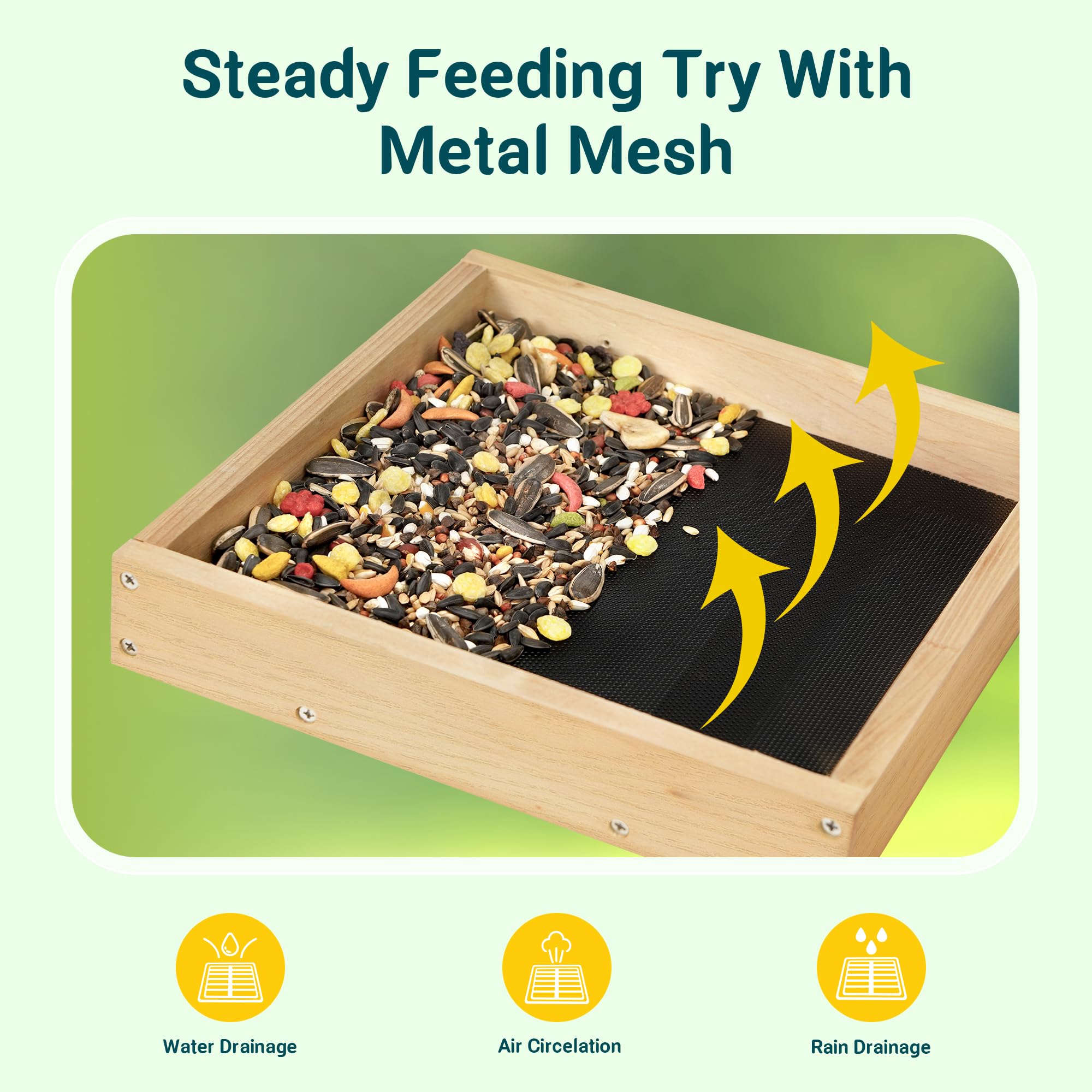 TT Nature platform bird feeder with four-chain suspension for steady perches.