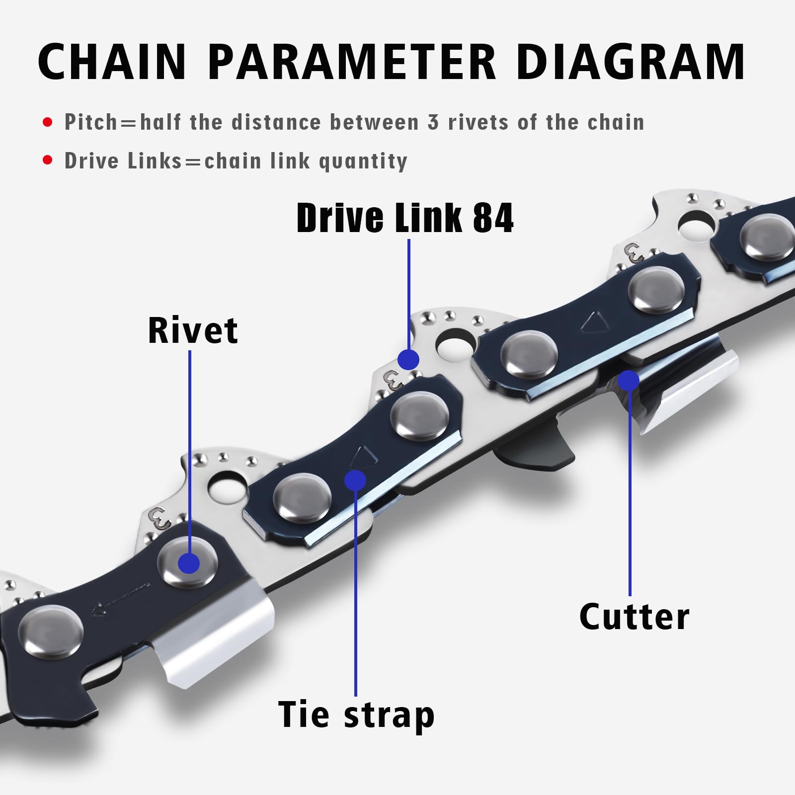 T.TAOMI chain with hardened rivets for durable links.