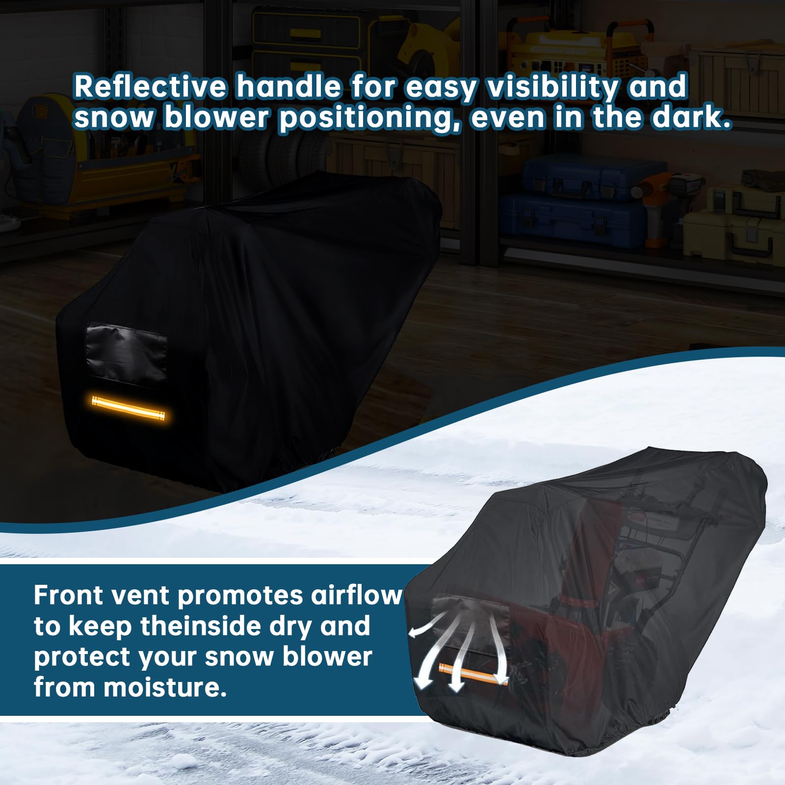 TTAJJUNK snow blower cover reflective-handle aids handling in low light.