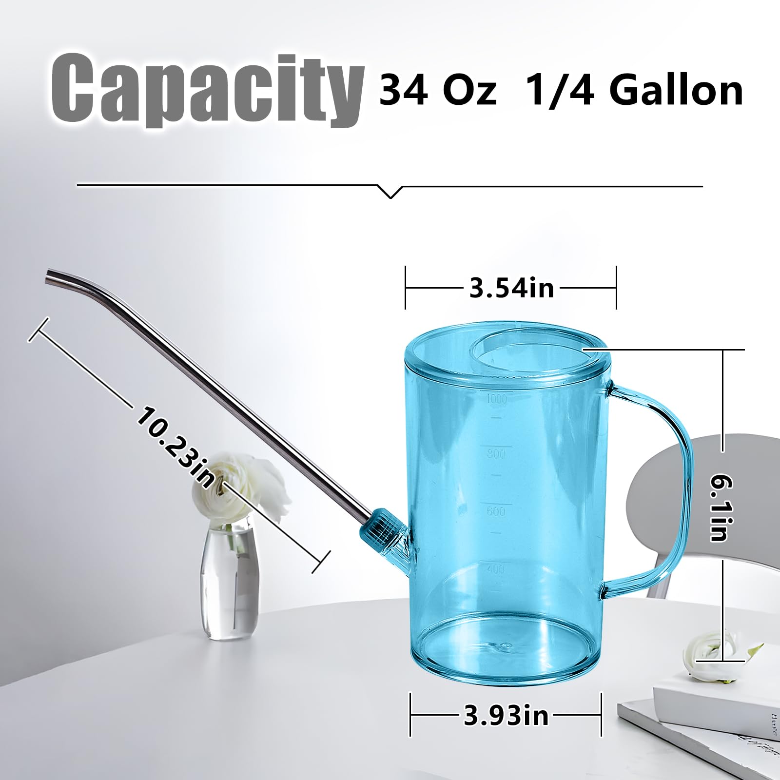 TTAOE GN long-spout watering can close-up highlighting removable stainless steel spout.