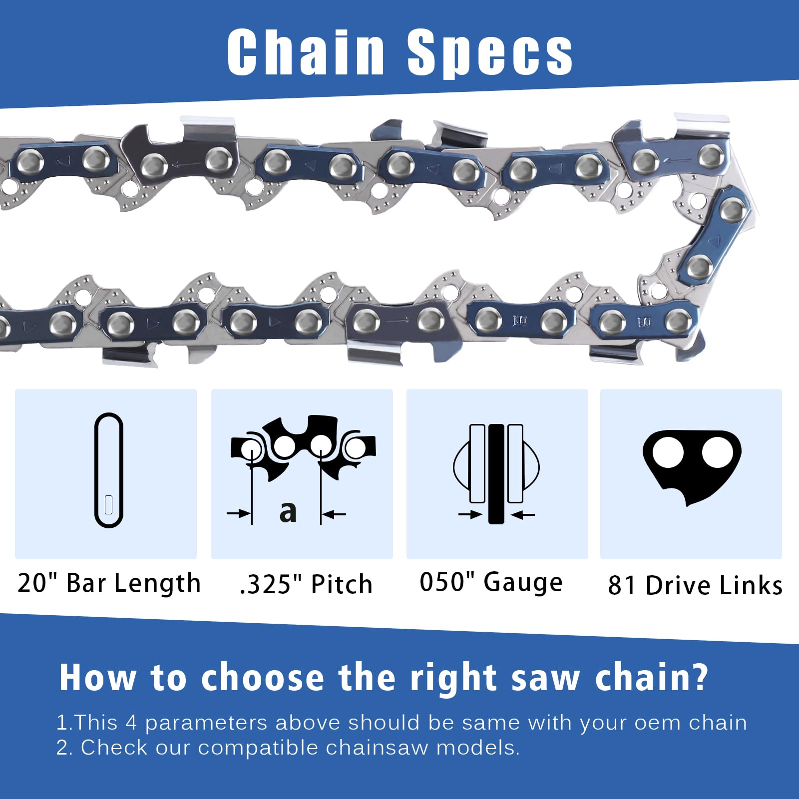 T.TAOMI 20-inch chain side view highlighting durable chrome outer layer