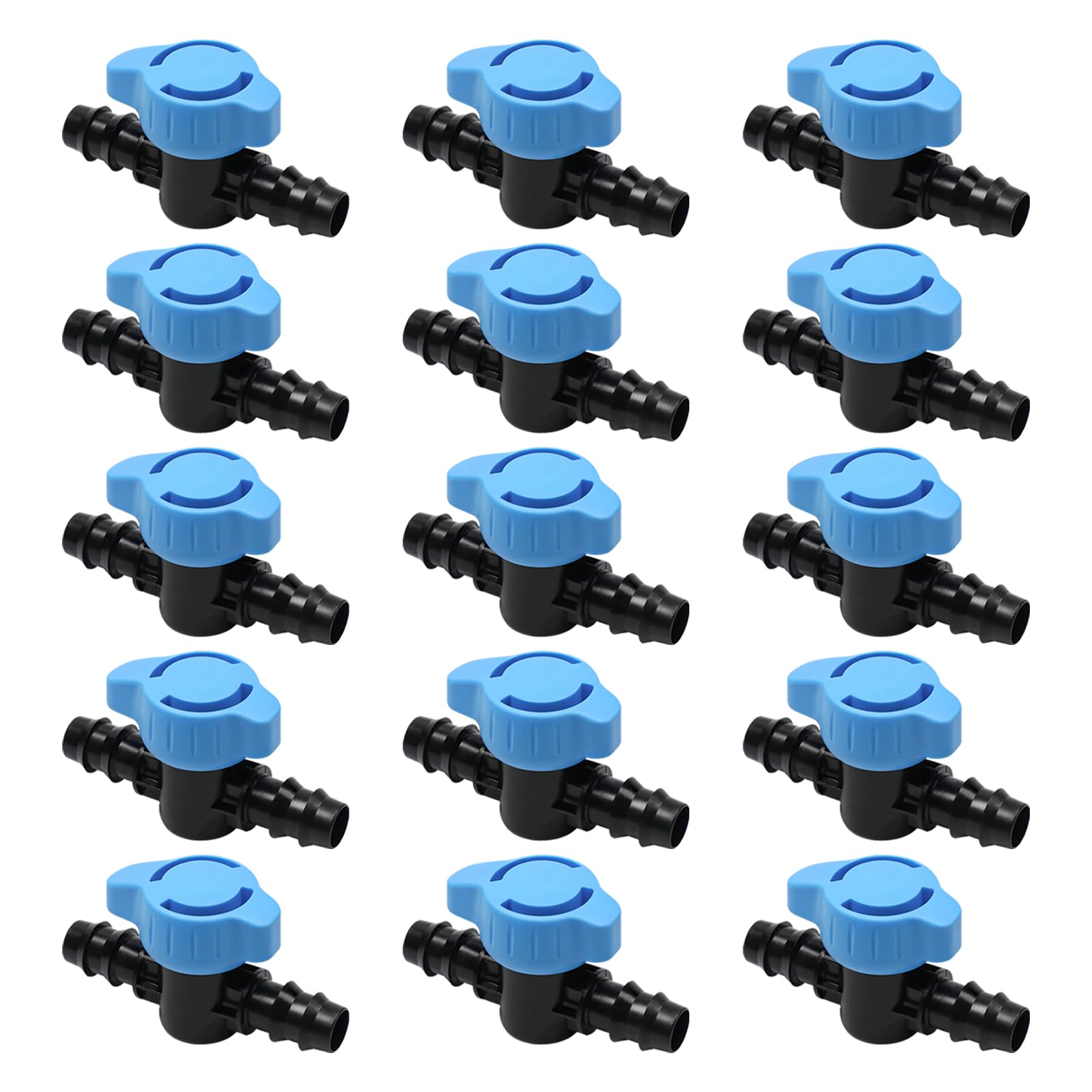 TTioDri 15-piece shut off valve set close-up for precise drip irrigation control.