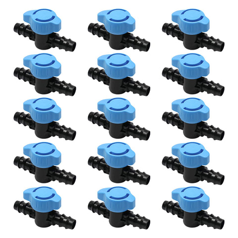 TTioDri 15-piece shut off valve set close-up for precise drip irrigation control.