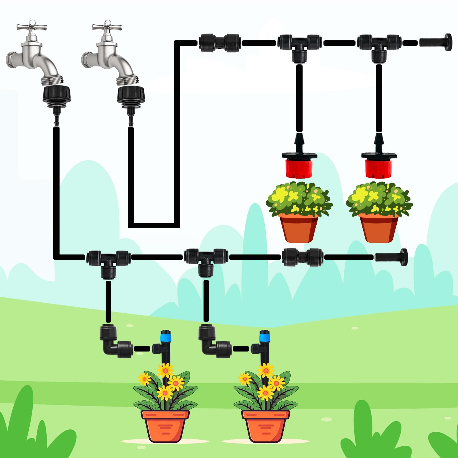 TTioDri compact irrigation system tee suitable for various setups