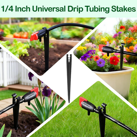 TTioDri vegetable garden stake organizes drip lines for tidy beds