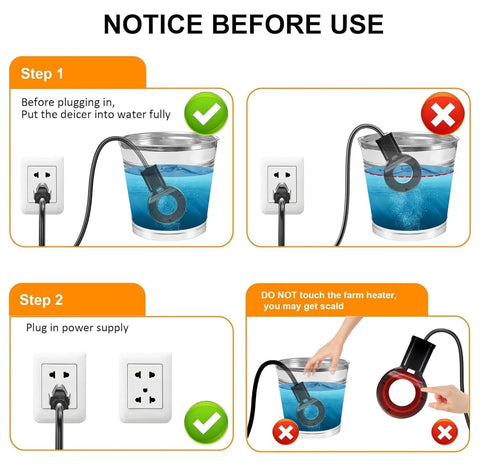 Ttnde 1000W de-icer usable indoors or outdoors for livestock hydration.