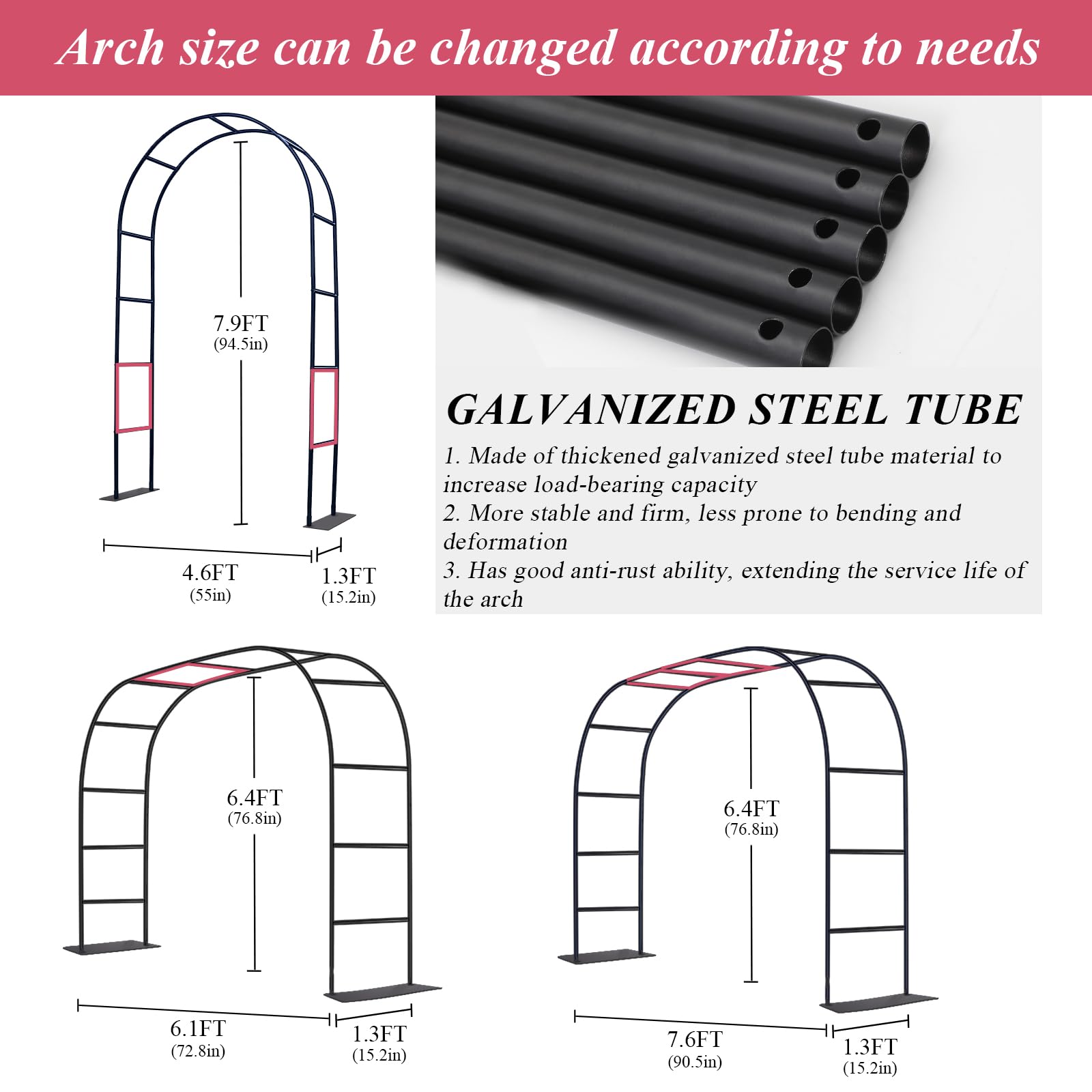 Ttootle garden arch 4.6x7.9ft offers spacious climbing plant display