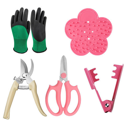 TTOVIA Floral Tool Kit rose thorn stripper in use for clean pruning