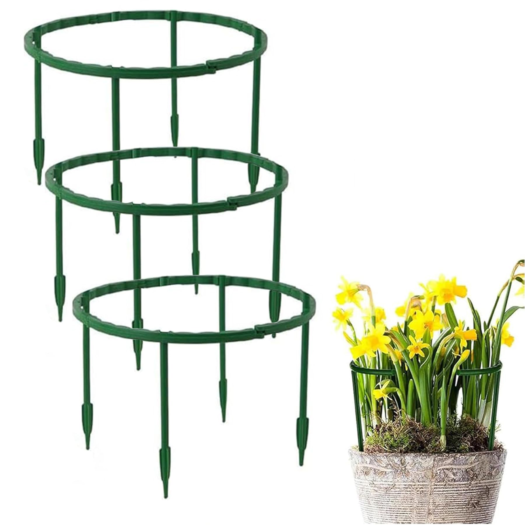 TTOVIA stackable plant stake, 3-tier support for small pots.