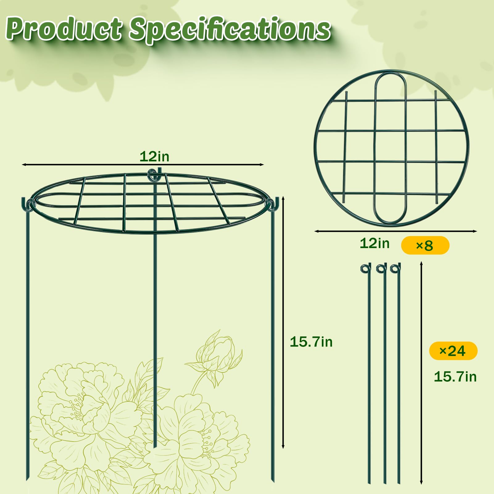 TTQ three legged design stabilizes taller flowers during windy days.