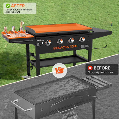 Tttyruei silicone mat 360 protection reduces rust and dirt on your griddle.