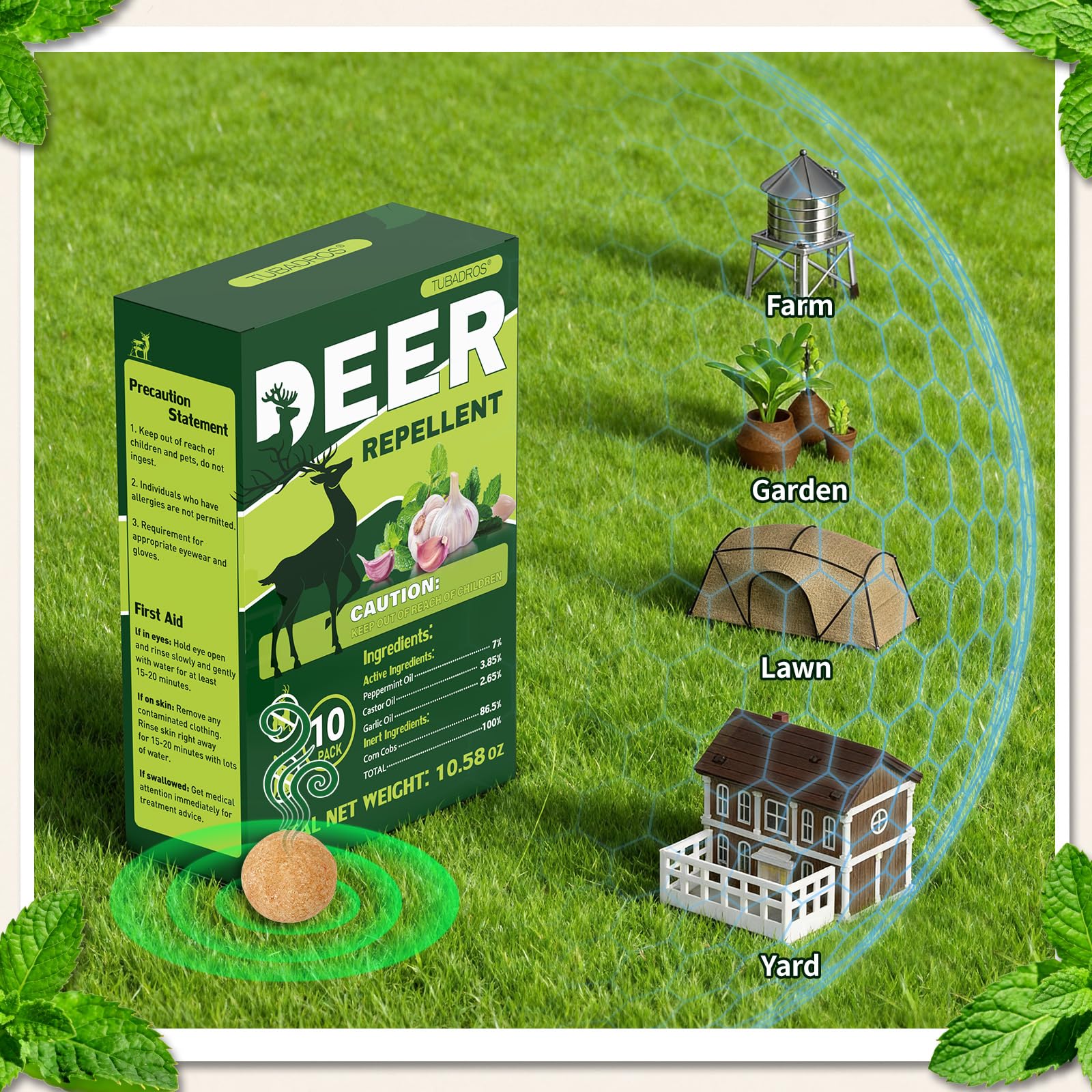 Tubadros deer rabbit flower bed protection prevents nibbling