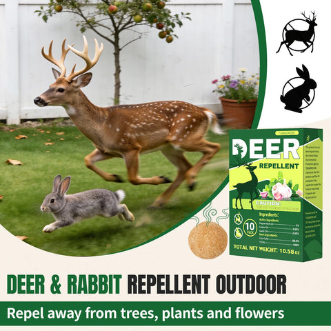 Tubadros peppermint deer repellent packaging shows ingredients and outdoor use directions