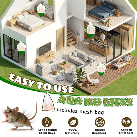 Tubadros 20-pack rodent repellent provides extended protection across spaces.