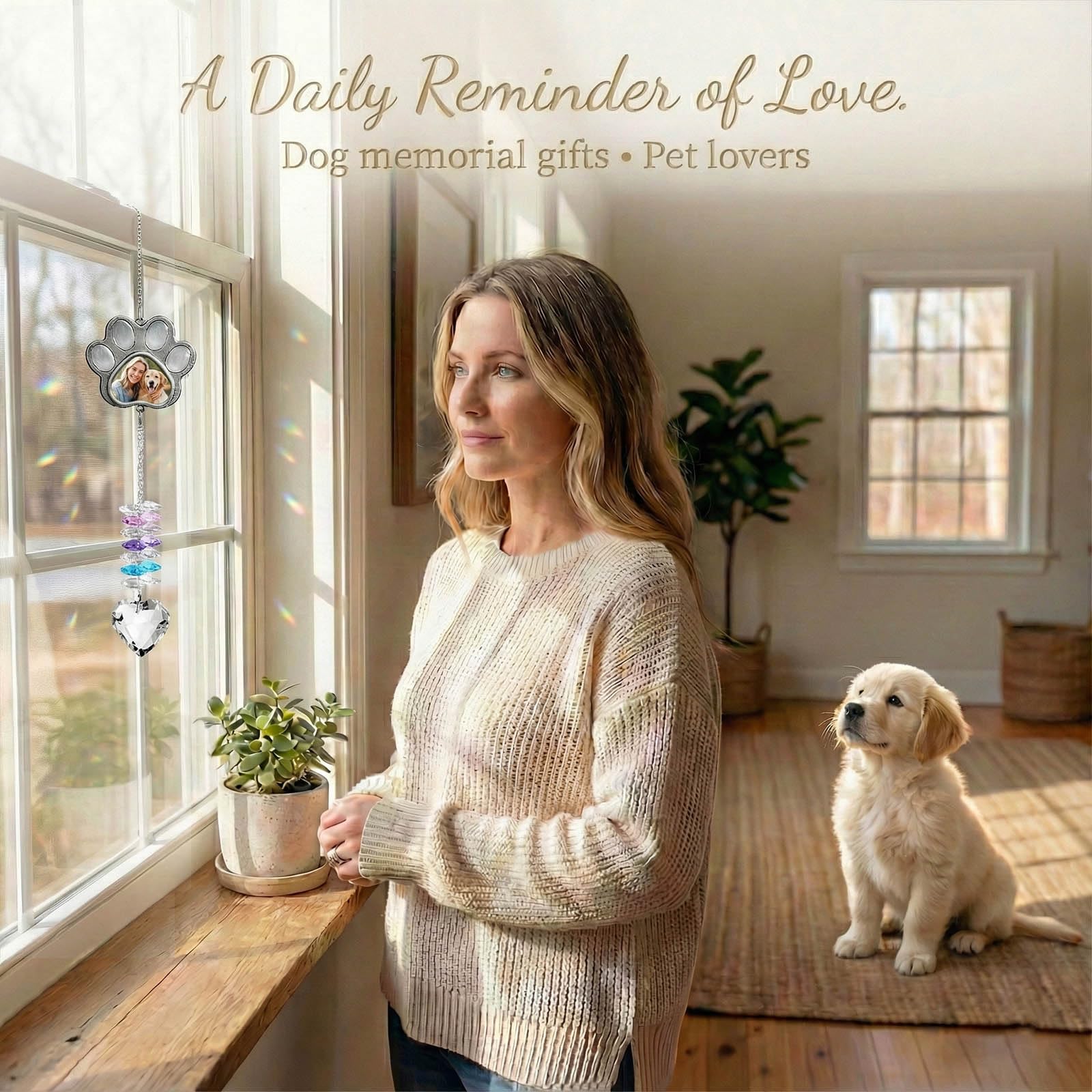 TUCUXY dog remembrance suncatcher for car or home brings gentle light and memory.