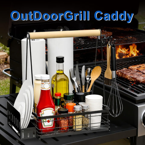 TUDALLK Grill Caddy open design enables quick access to tools.