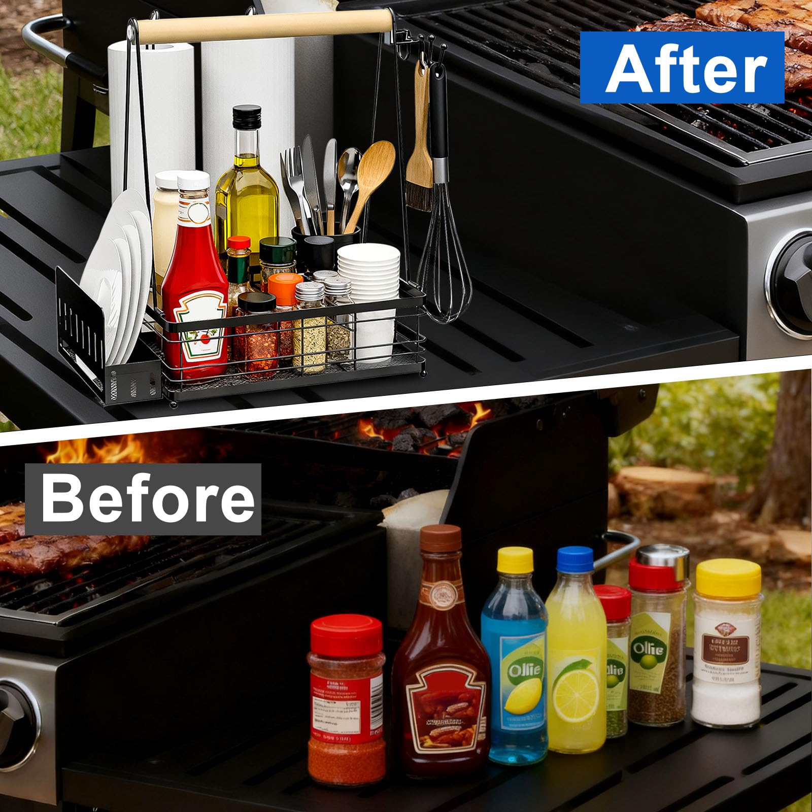 TUDALLK Grill Caddy outdoor dining ready for camping or RV setups.