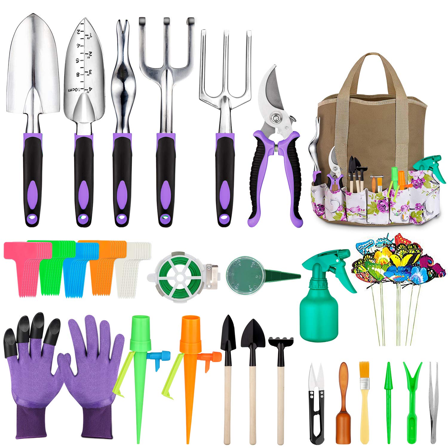 Tudoccy Garden Tools Set 83-Piece overview with durable aluminum components for longevity.