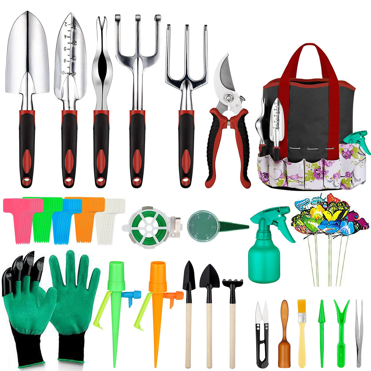Tudoccy garden tools set 83-piece kit with sturdy heads for versatile gardening.