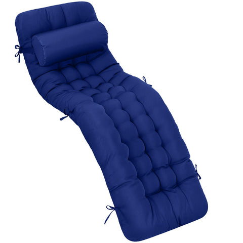 Tudomro blue 66-inch outdoor chaise cushion displayed for full-length lounging comfort