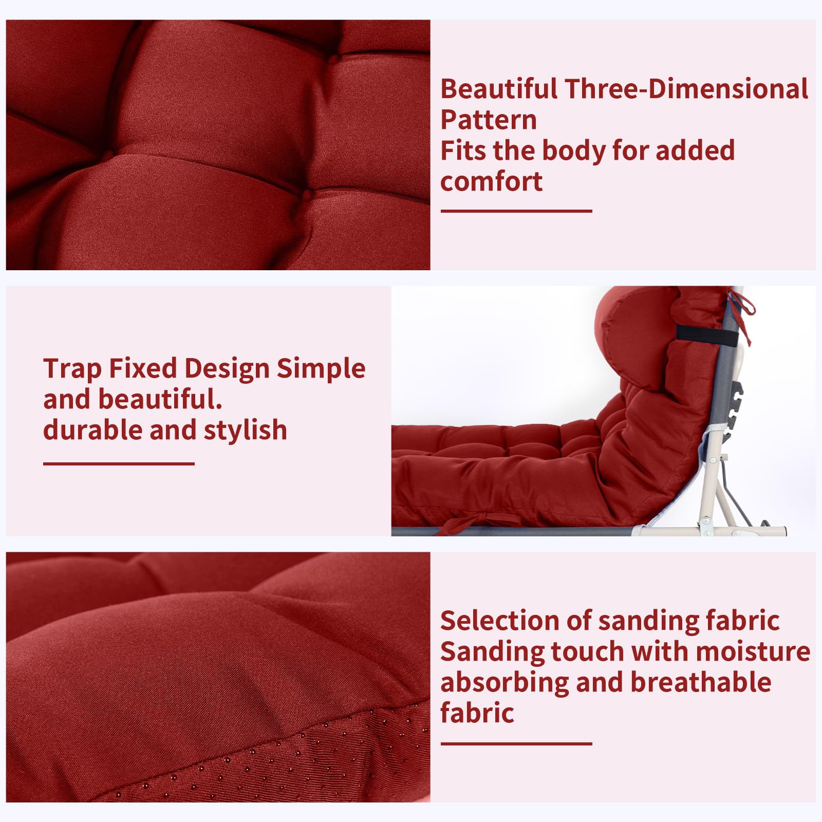 Tudomro chaise cushion with six ties secures the surface