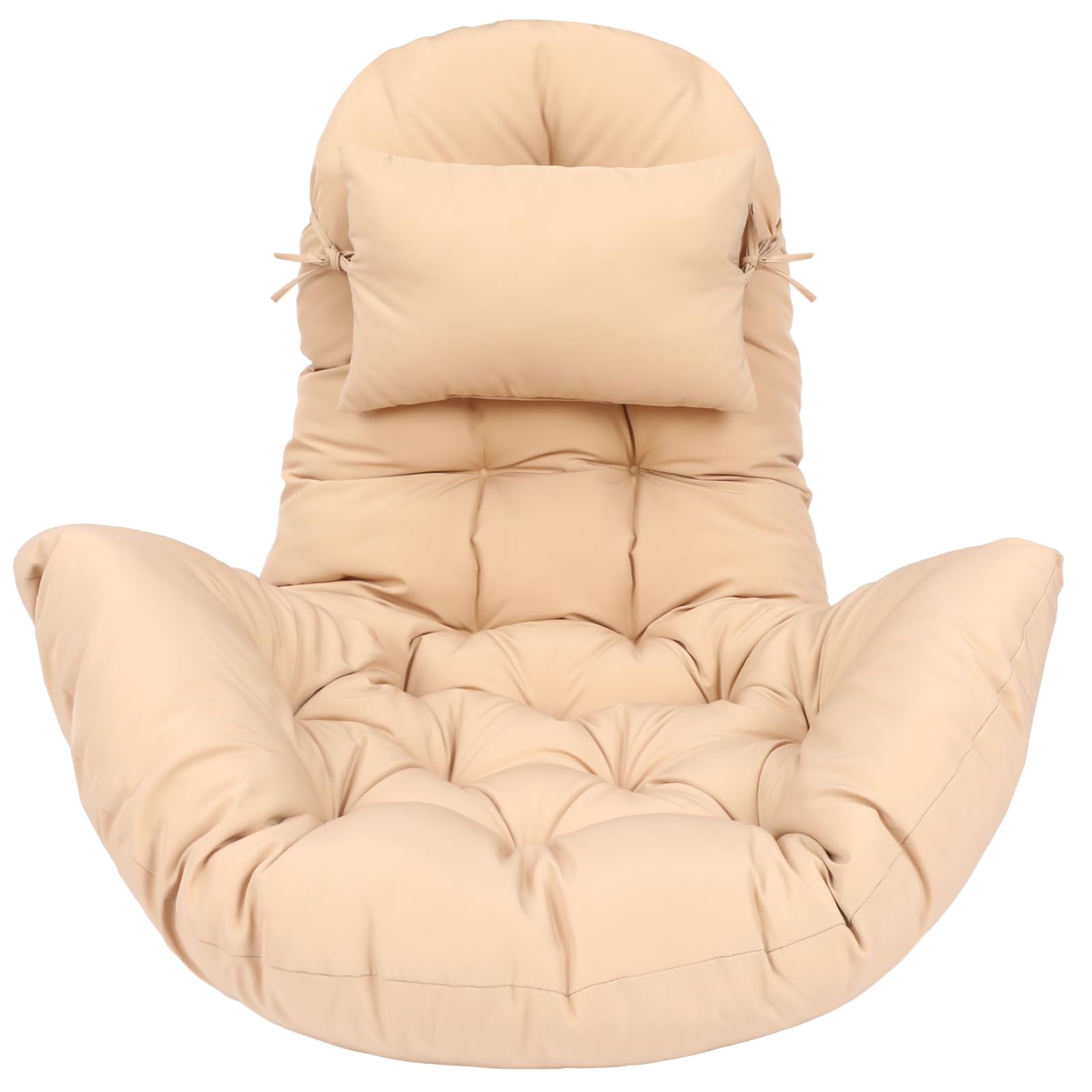 Tudomro egg chair cushion beige adds plush comfort to outdoor seating.