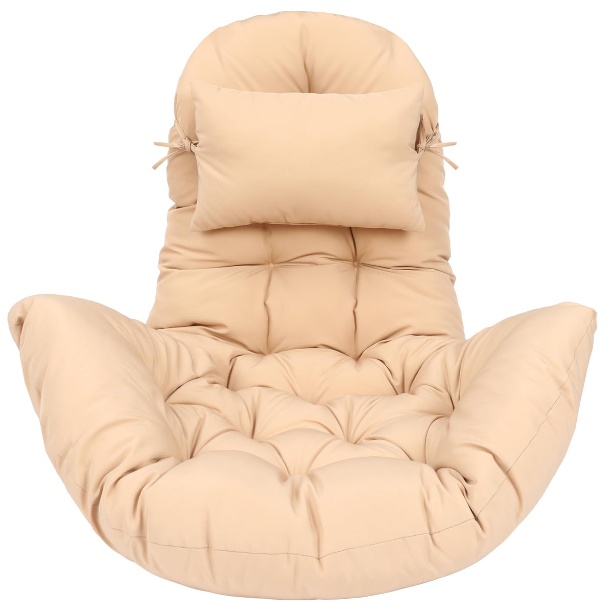 Tudomro egg chair cushion beige adds plush comfort to outdoor seating.