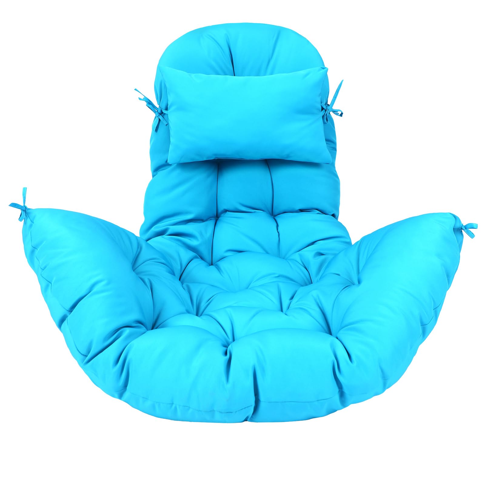 Tudomro egg chair cushion blue, full view showing thick padding for comfort