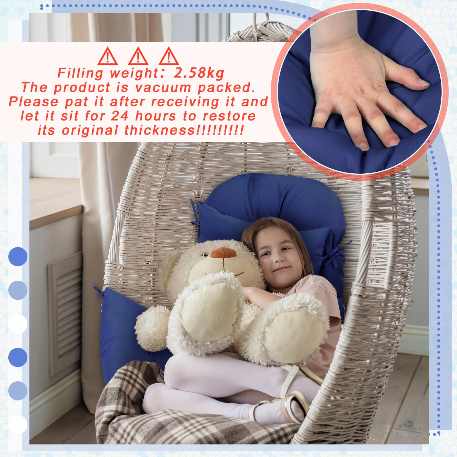 Tudomro cushion suitable for hammocks, swings, and hanging chairs