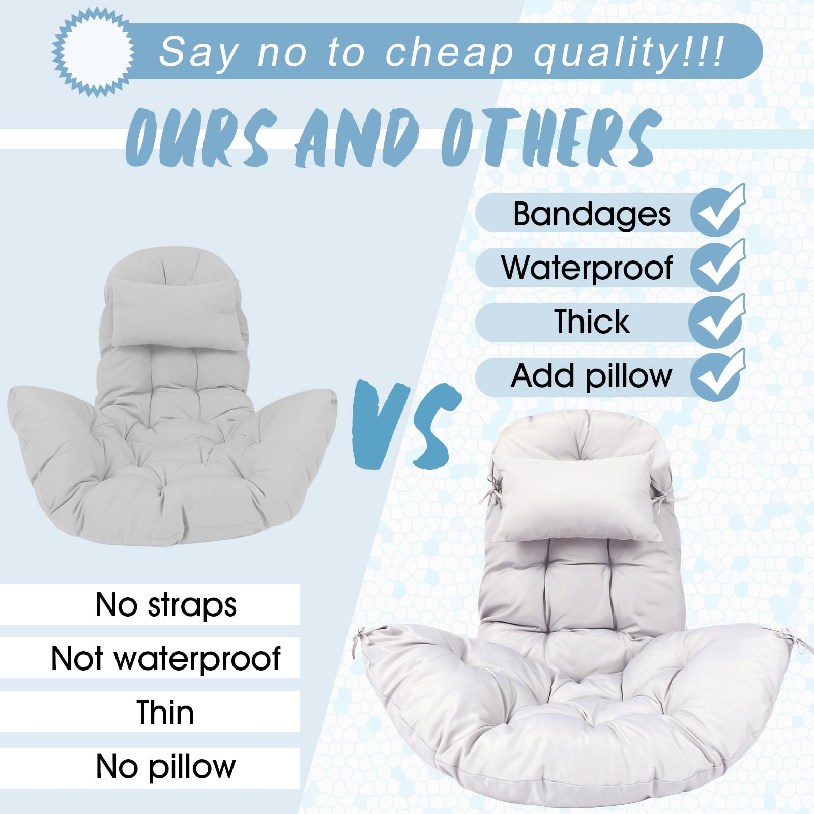 Tudomro indoor-outdoor egg chair cushion for versatile use