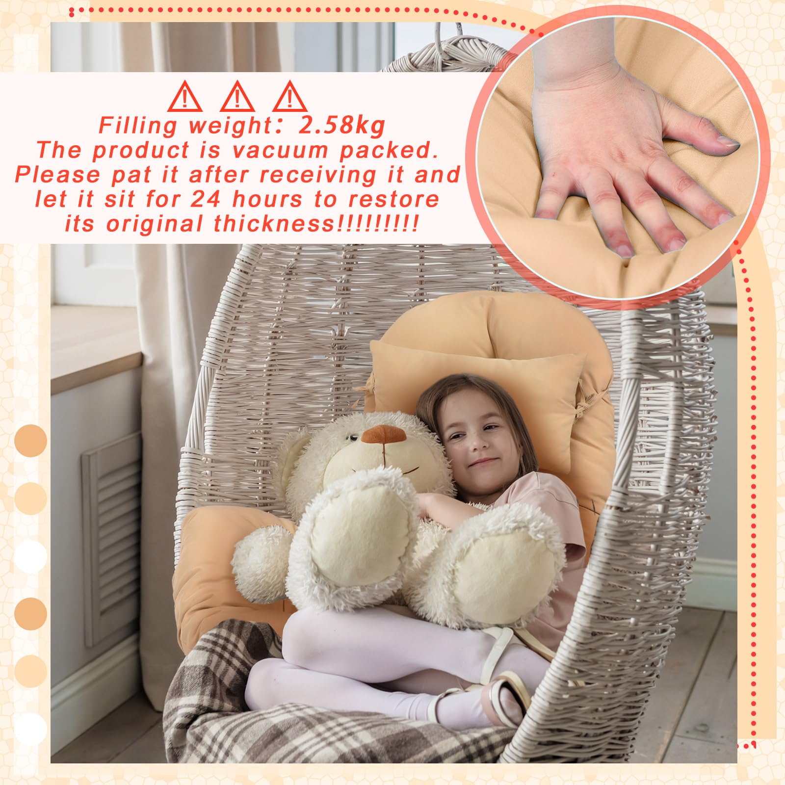 Tudomro cushion after unpacking rests to regain thickness.