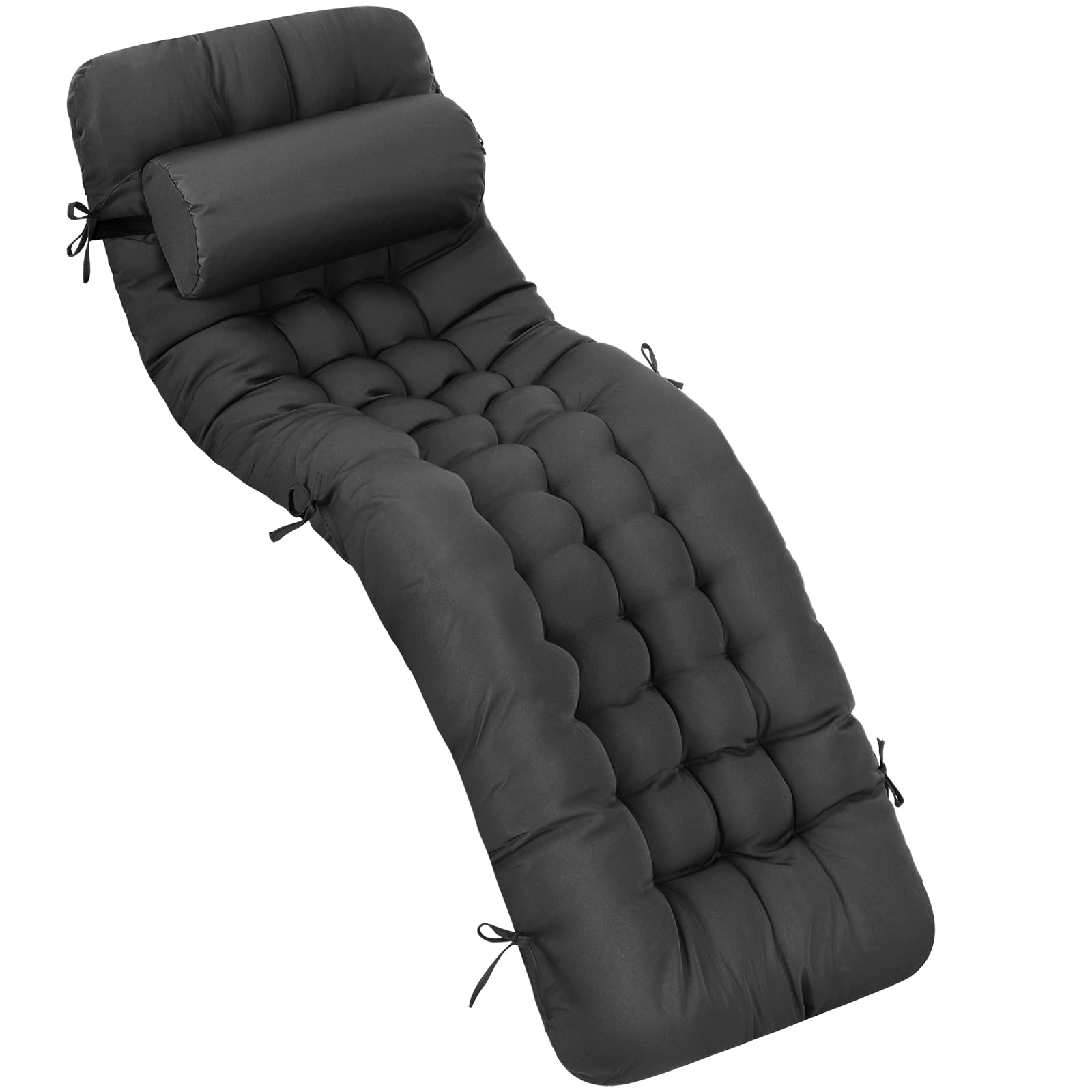 Tudomro grey 66-inch outdoor chaise cushion for poolside lounging and comfort.