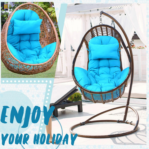 Tudomro secure-fit egg chair cushion shown on a hanging chair