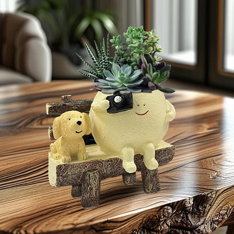 Tuenmofun dog-element decor planter adds whimsy to gardens