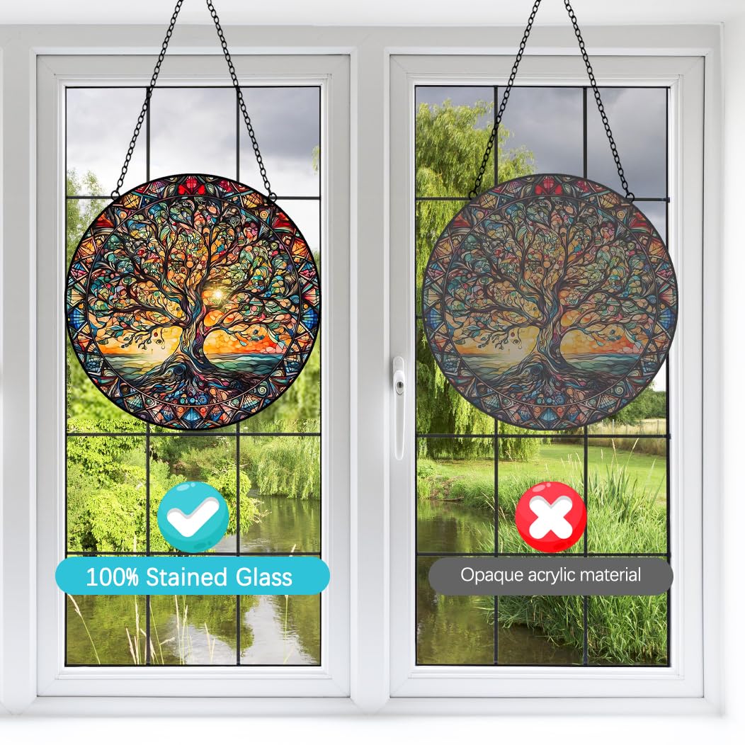 Tufeu Tree of Life suncatcher adding color to kitchen porch area
