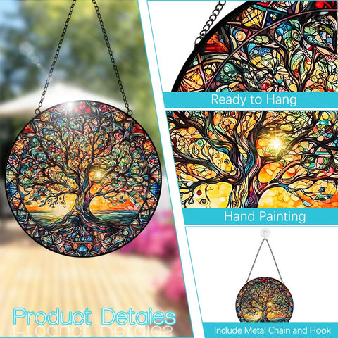 Tufeu Tree of Life suncatcher window view with rich colors enhancing home decor