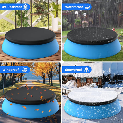Tufmunb pool cover helping protect pool from debris and seasonal clutter