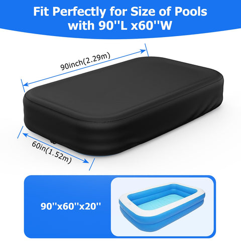 Tufmunb 90x60 pool cover with extra buckle keeps it firmly in place on windy days.