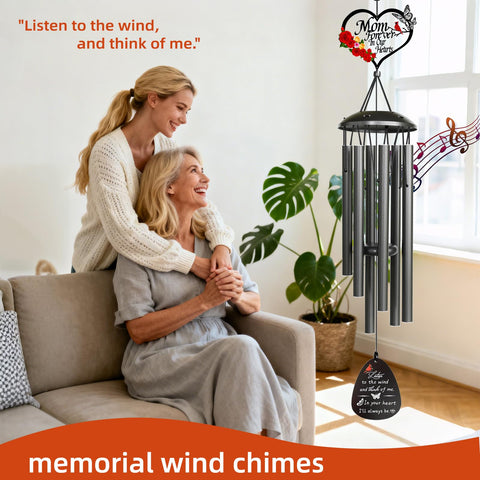 TUHYOCG Memorial Wind Chimes heart ornament, symbolizing lasting love and remembrance.