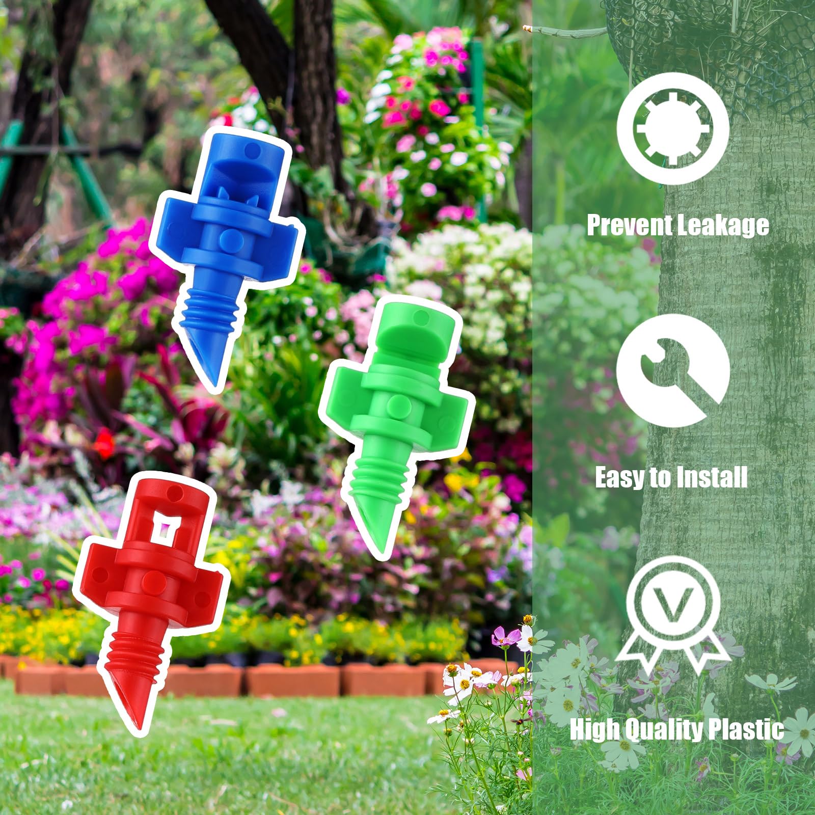 Tujoe 300-pcs misting nozzle pack for gardens.